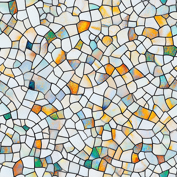 Mosaic Featuring Colorful Iridescent Glass Chips With Black Grout seamless PBR texture preview