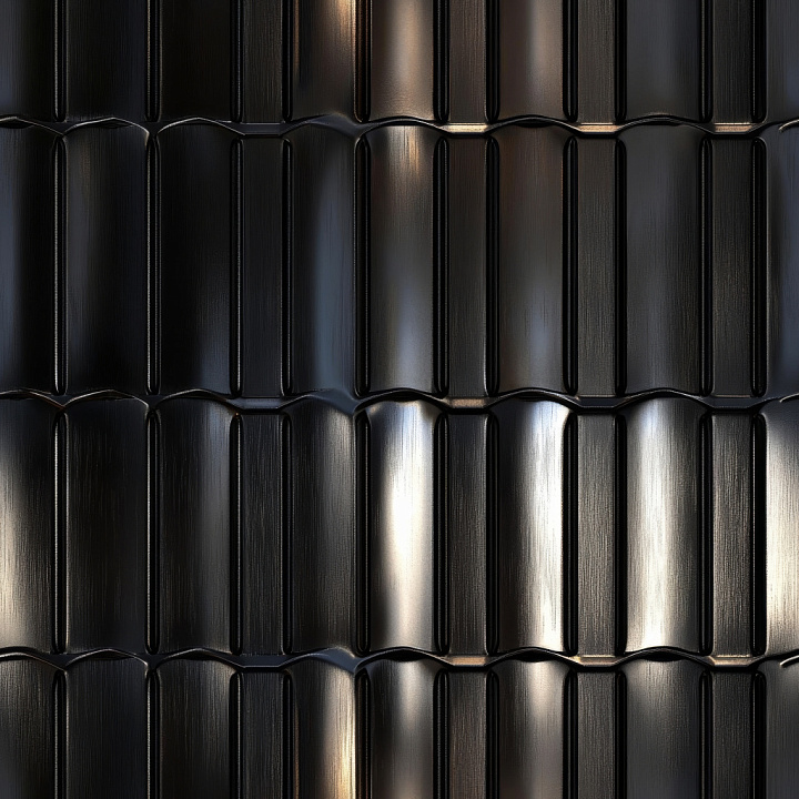 Metal of Black Steel with Vertical Ridged Panels seamless PBR texture preview