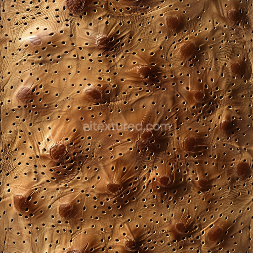 Seamless 3D Ostrich Leather PBR Texture with Raised Quill Follicles in Warm Brown Finish