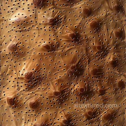 Ostrich Leather PBR Texture with Raised Quill Follicles in Warm Brown Finish seamless Leather PBR texture