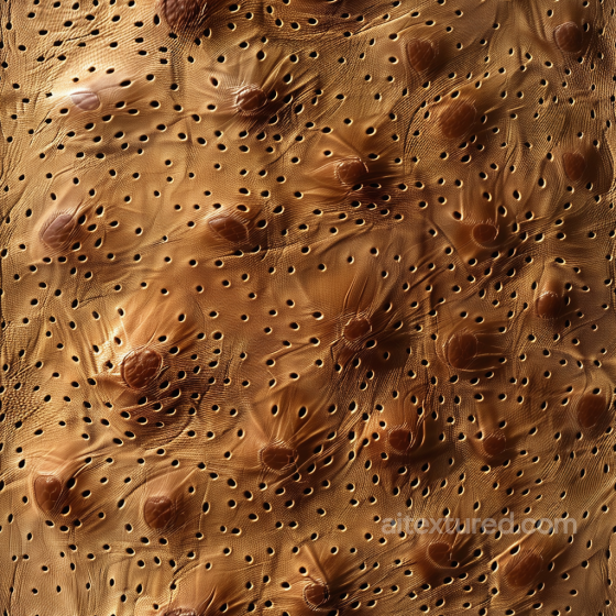 Ostrich Leather PBR Texture with Raised Quill Follicles in Warm Brown Finish Leather texture preview