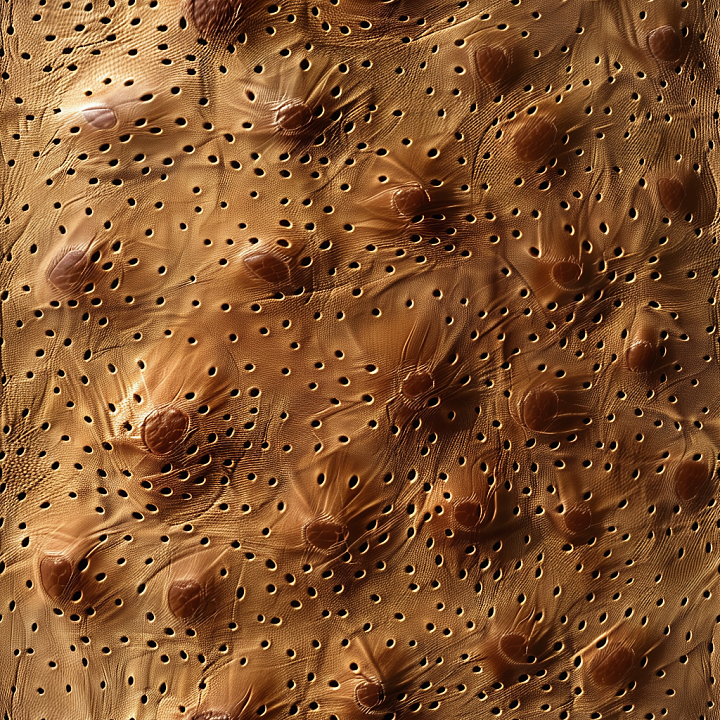 Ostrich Leather with Raised Quill Follicles in Warm Brown Finish seamless PBR texture preview