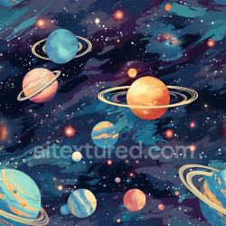 seamless Seamless 3D Space PBR Texture Featuring Colorful Planets and Starfield texture 8k free download PBR