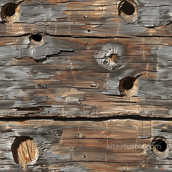 Cracked Weathered Wood Texture Featuring Large Knothole Damage Cracked & Holes texture preview