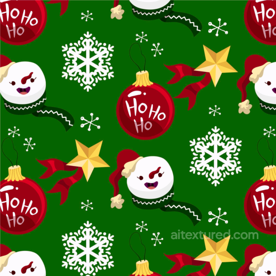 Christmas Digital Paper Texture with Snowmen, Stars, and Snowflakes on Green All Christmas Digital paper texture preview