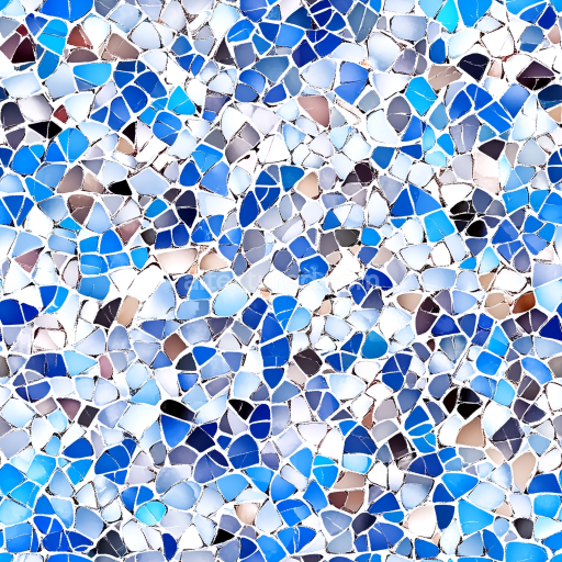 Seamless 3D Mosaic PBR Texture of Blue and Neutral Glass Chip Tiles texture preview
