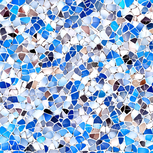Mosaic PBR Texture of Blue and Neutral Glass Chip Tiles seamless Mosaic PBR texture