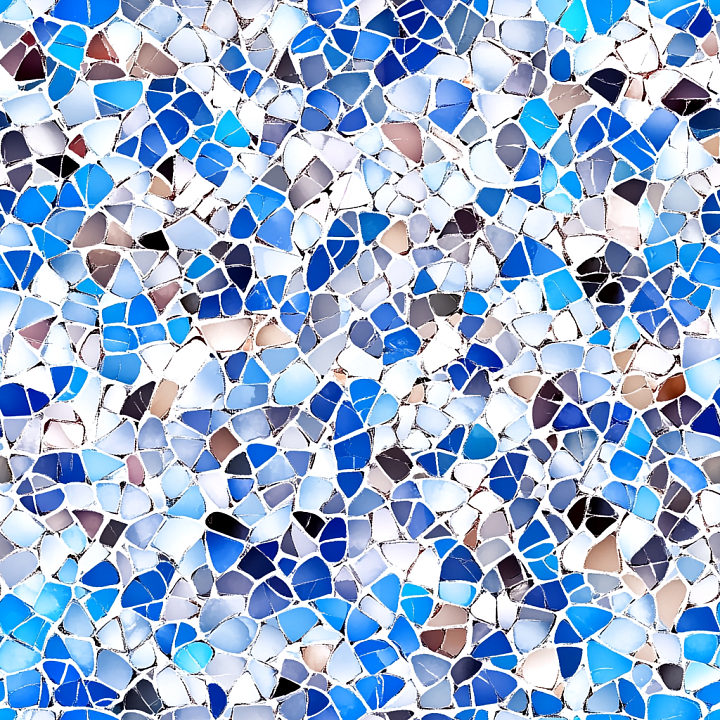 Mosaic of Blue and Neutral Glass Chip Tiles seamless PBR texture preview