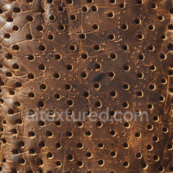 seamless Seamless 3D PBR Texture of Worn Perforated Brown Leather with Visible Grain and Cracks texture 8k free download PBR