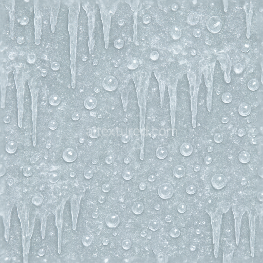 Seamless 3d texture pbr 8k of ice stalactites with frozen droplets and icy sparkle