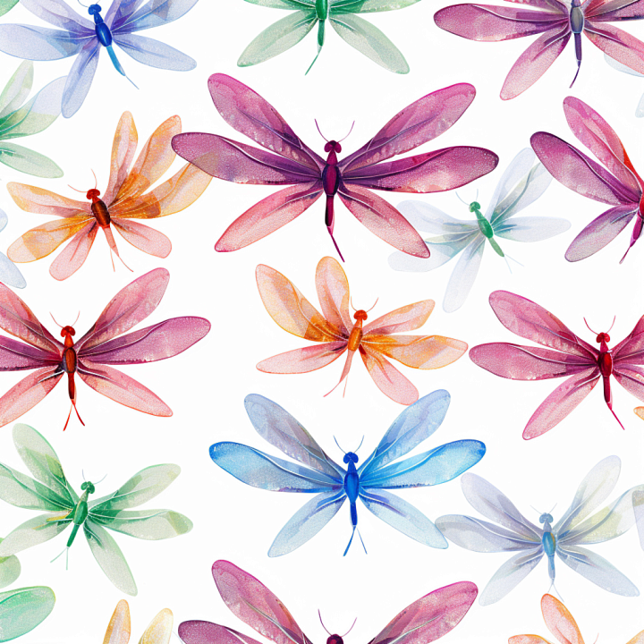 Featuring Colorful Dragonfly Wing Patterns on White Background seamless PBR texture preview