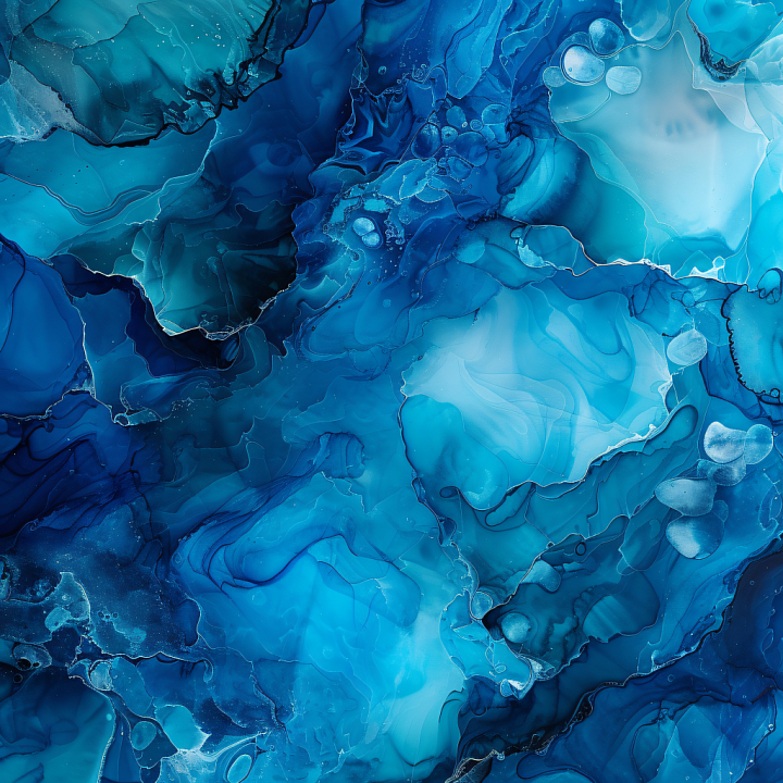 Alcohol Ink Featuring Deep Blue Floral Veining and Fluid Translucent La… seamless PBR texture preview