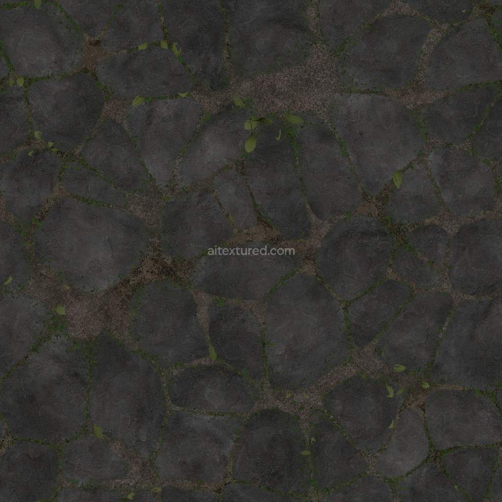 Seamless PBR tiles texture with dark stone appearance