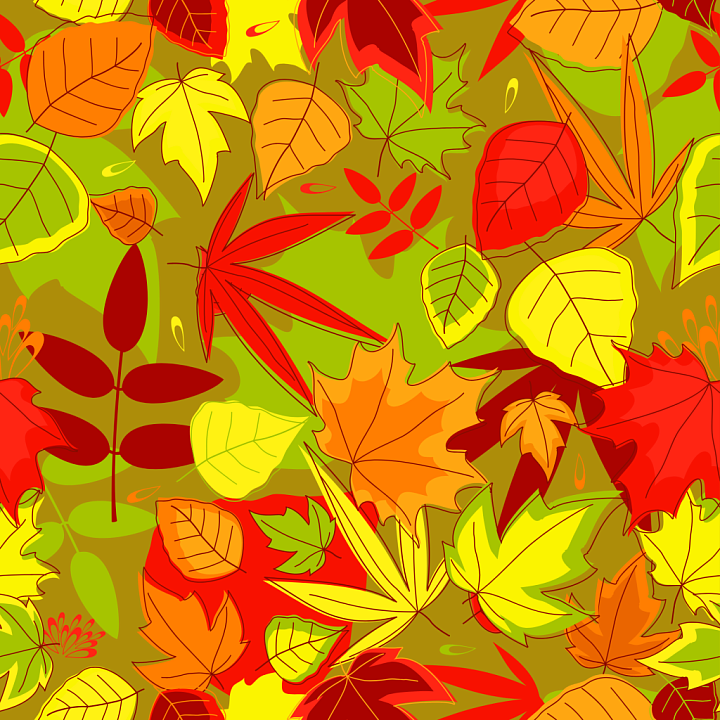 Featuring Stylized Vibrant Autumn Leaves Pattern seamless PBR texture preview