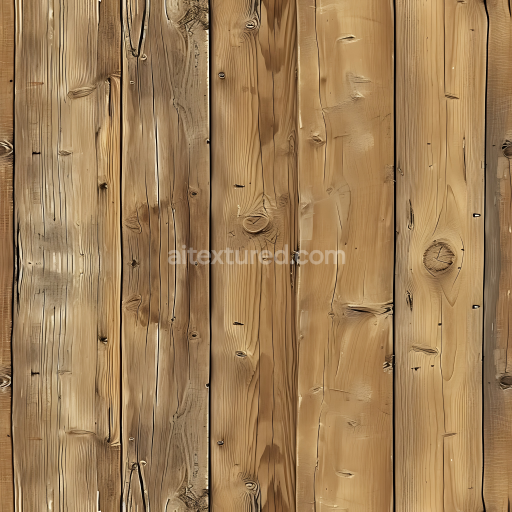 Seamless 3D Weathered Pine Wood Planks PBR Texture with Natural Knots and Grain