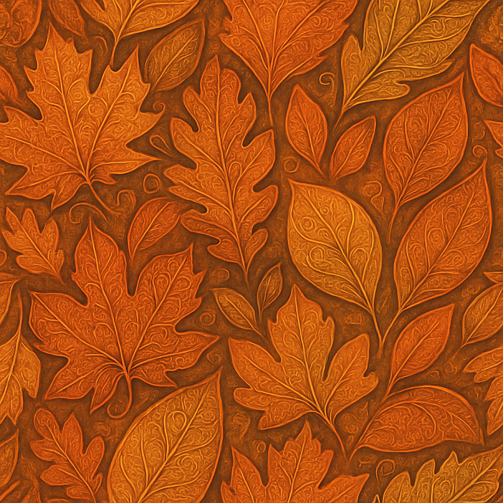 Ornate Autumn Leaves seamless PBR texture preview
