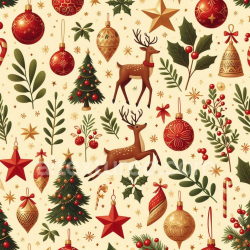 seamless Seamless 3D PBR texture with vintage Christmas decorations and festive elements texture 8k free download PBR