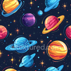 seamless Seamless 3D Space PBR Texture Featuring Stylized Colorful Planets and Starfield texture 8k free download PBR