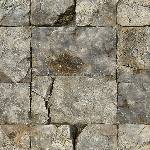 Seamless 3D PBR Weathered Stone Wall Texture with Natural Cracks and Erosion