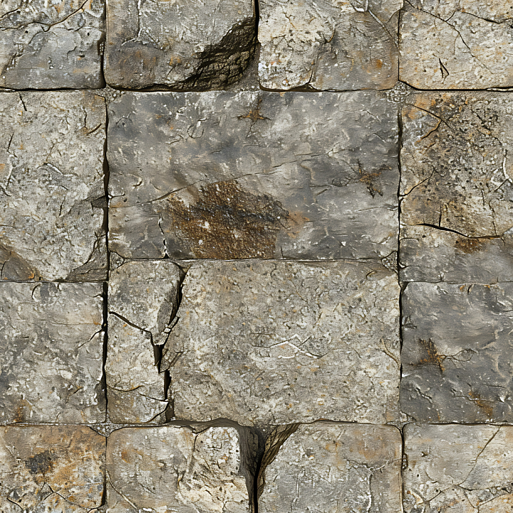 Weathered Stone Wall with Natural Cracks and Erosion seamless PBR texture preview