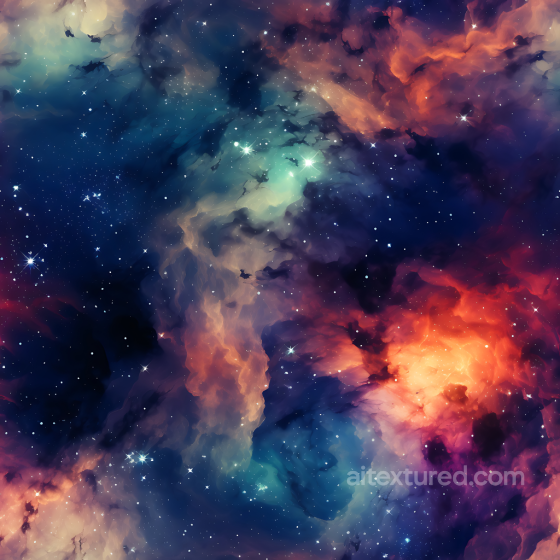 Space PBR Texture Featuring Colorful Nebula Clouds and Starfield Star, space, planets texture preview