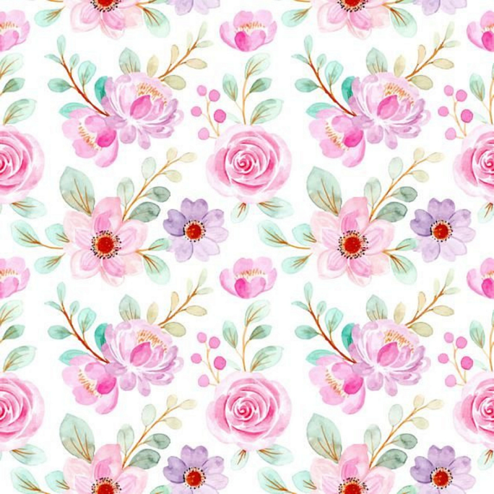 Soft Pink Flower Watercolor Floral Pattern seamless PBR texture preview
