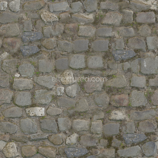Cobblestone Floor — Cobblestone Mud Path Outdoor Dirty Floor — PBR seamless 3D texture