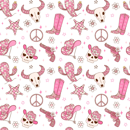 with Pink Western Motifs and Playful Cartoon Style seamless Baby girl  PBR texture