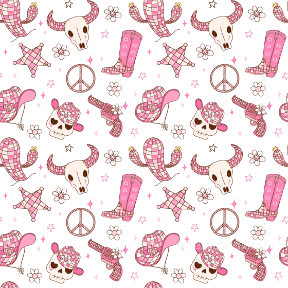 with Pink Western Motifs and Playful Cartoon Style Baby girl texture preview