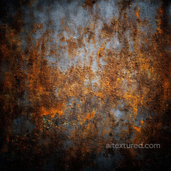 Rusty Metal PBR Texture Featuring Cracked and Corroded Surface in Orange and Blue Tones Rust texture preview