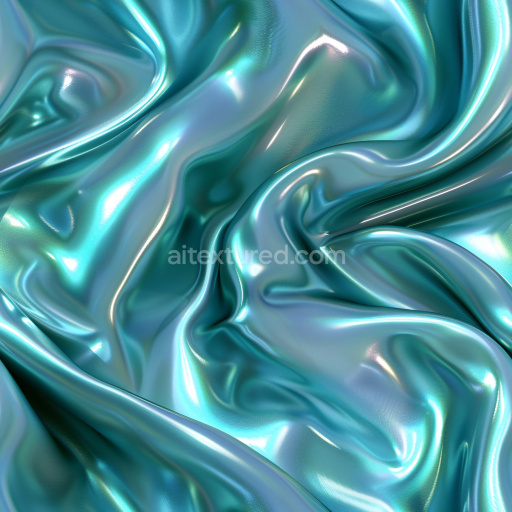 Seamless 3D PBR Texture of Glossy Satin Fabric with Iridescent Teal Sheen