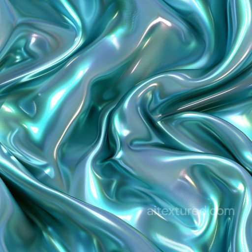 Seamless 3D PBR Texture of Glossy Satin Fabric with Iridescent Teal Sheen texture preview