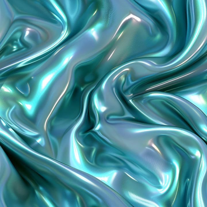 Glossy Satin Fabric with Iridescent Teal Sheen seamless PBR texture preview