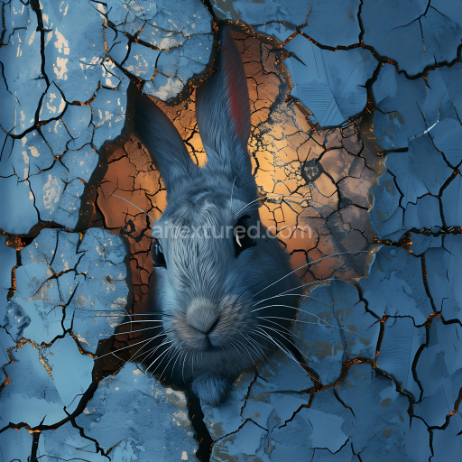 Seamless 3D PBR Texture of Cracked Blue Paint with Large Holes and Rusty Underlayer