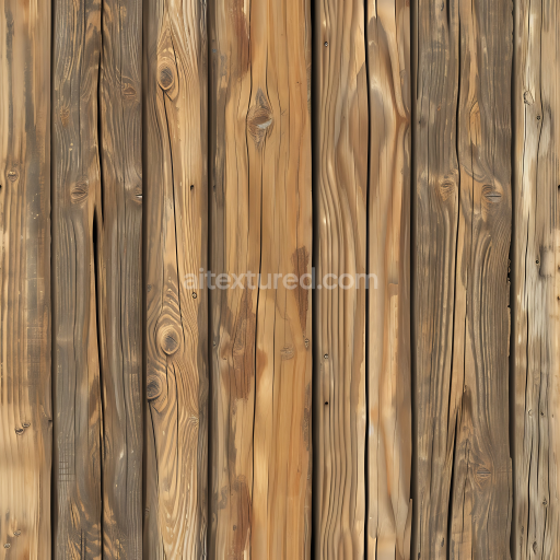Seamless 3D Weathered Pine Wood Planks PBR Texture with Natural Knots and Grain