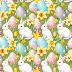seamless Seamless 3D PBR Easter Digital Paper Texture with Bunnies, Eggs & Spring Flowers texture 8k free download PBR