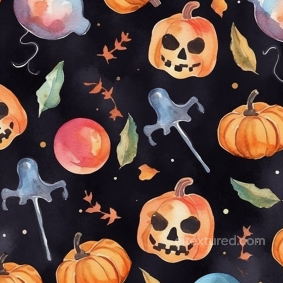 with Watercolor Halloween Pumpkins and Leaves Watercolor Halloween texture preview