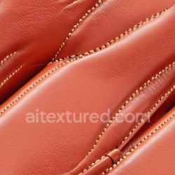 seamless Seamless 3D PBR Texture of Smooth Reddish Leather Featuring Prominent Stitching and Soft Grain texture 8k free download PBR