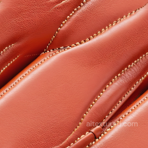 Smooth Reddish Leather Featuring Prominent Stitching and Soft Grain Seamless Texture seamless Leather PBR texture