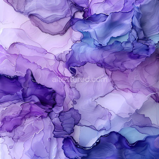 Seamless 3D Alcohol Ink PBR Texture with Purple and Violet Fluid Swirls