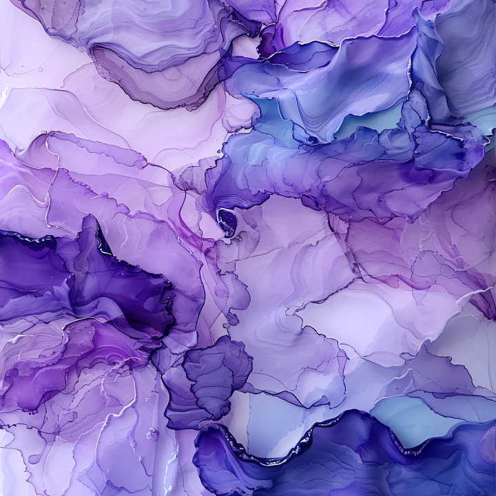 Alcohol Ink with Purple and Violet Fluid Swirls seamless PBR texture preview