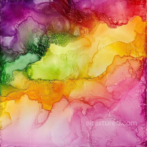 Alcohol Ink PBR Texture Featuring Vibrant Rainbow Fluid Marbling and Soft Cellular Edges seamless Alcohol ink PBR texture