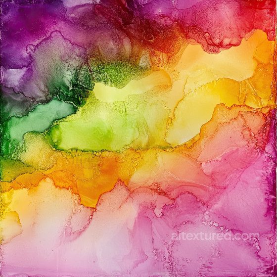 Alcohol Ink PBR Texture Featuring Vibrant Rainbow Fluid Marbling and Soft Cellular Edges Alcohol ink texture preview