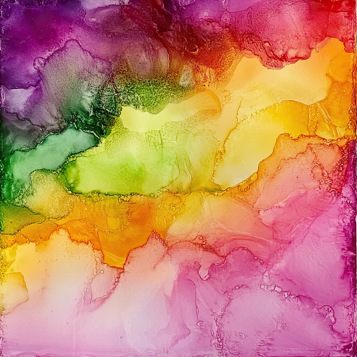 Alcohol Ink Featuring Vibrant Rainbow Fluid Marbling and Soft Cellular… seamless PBR texture preview