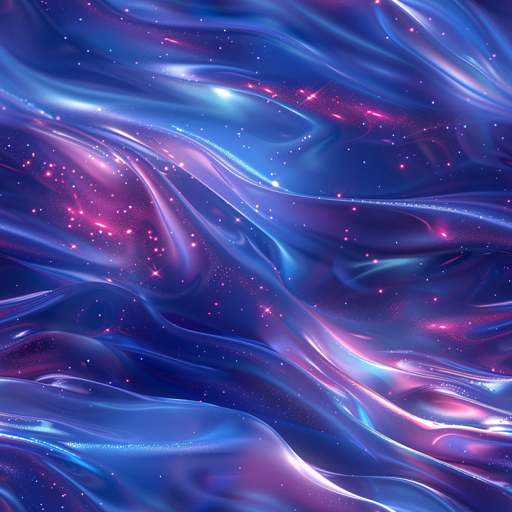Glossy Cosmic Blue-Purple Flow with Sparkling Highlights seamless PBR texture preview