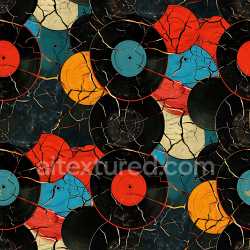 seamless Seamless 3D PBR Cracked Vinyl Record Texture with Colorful Labels and Fractured Surface texture 8k free download PBR