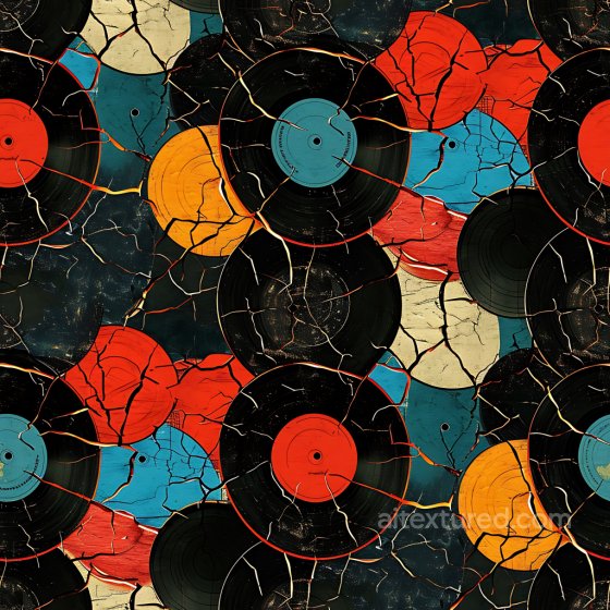 Cracked Vinyl Record Texture with Colorful Labels and Fractured Surface Cracked & Holes texture preview
