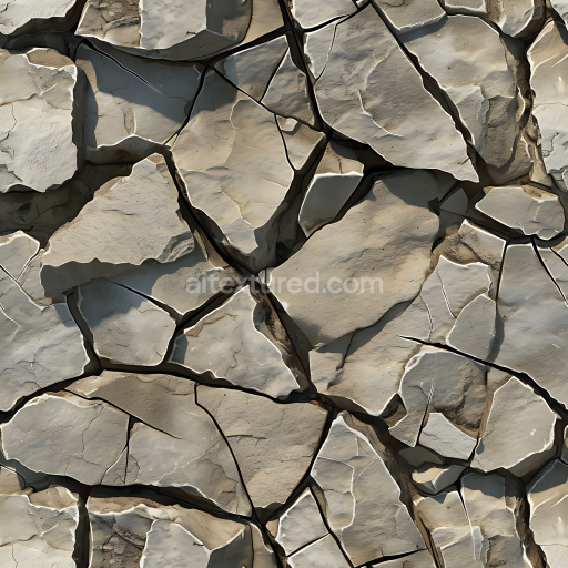 Preview — Seamless 3D Cracked Stone Ground PBR Texture with Natural Erosion and Rough Edges