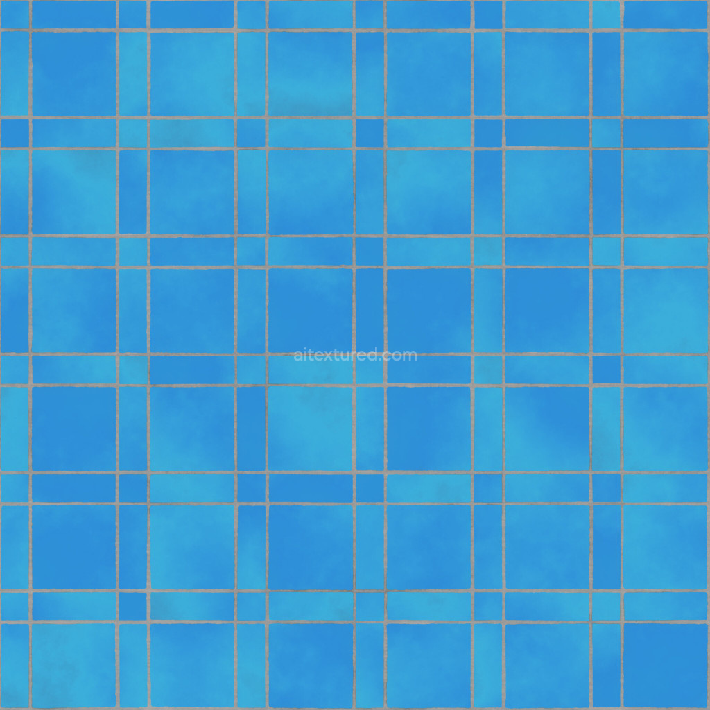 Seamless blue tiles PBR texture with smooth finish