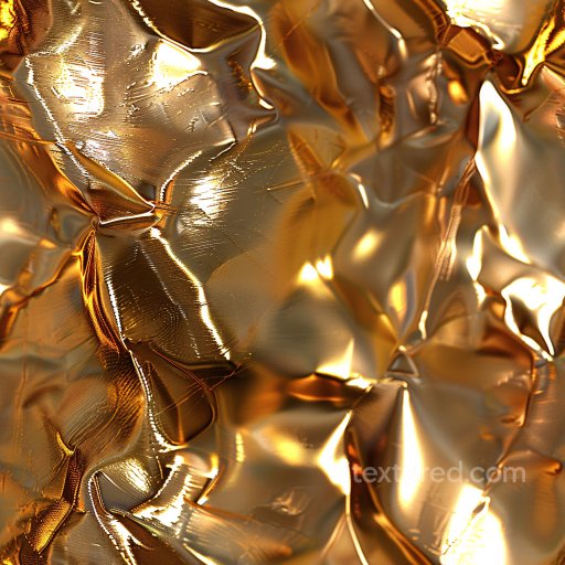 Seamless 3D PBR Texture of Glossy Wrinkled Foil with Warm Gold Tones texture preview